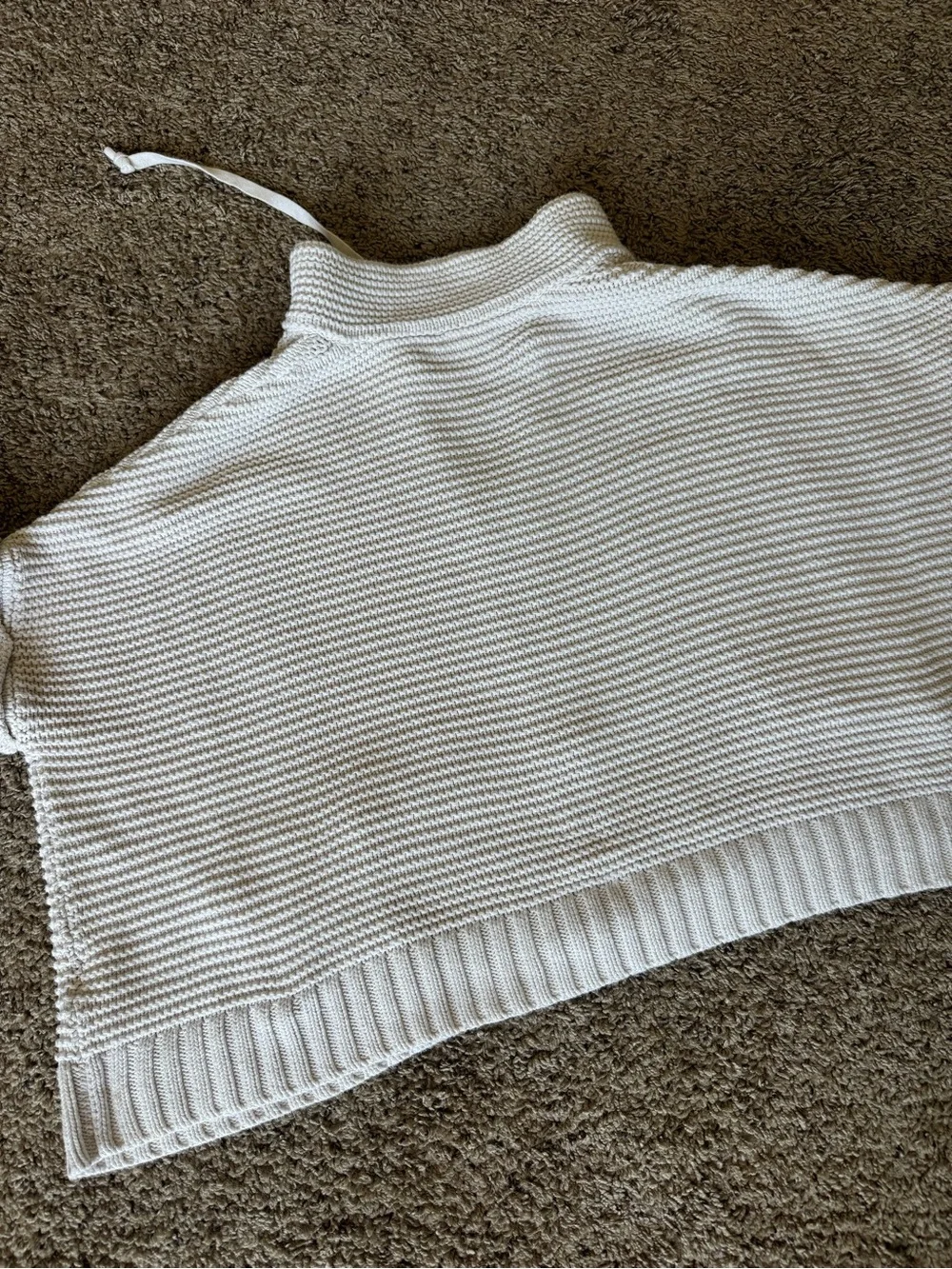 REPEAT Cream Knit Zip-Front Short Sleeve Cardigan O/S - Picture 7 of 7